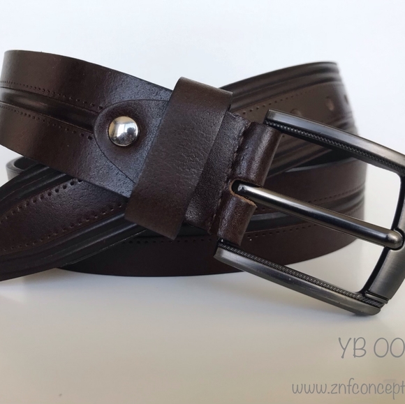 Men's Belt, Chocolate brown, Full Grain Leather - Picture 4 of 7